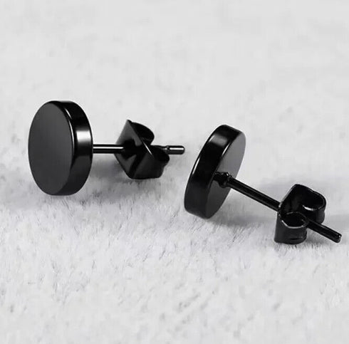 2 Pairs Of 316L Surgical Steel Punk Black & Silver Men Women Stud Earrings